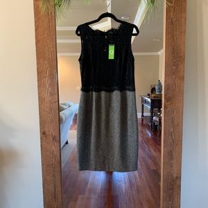 Black Lace and Tweed Dress